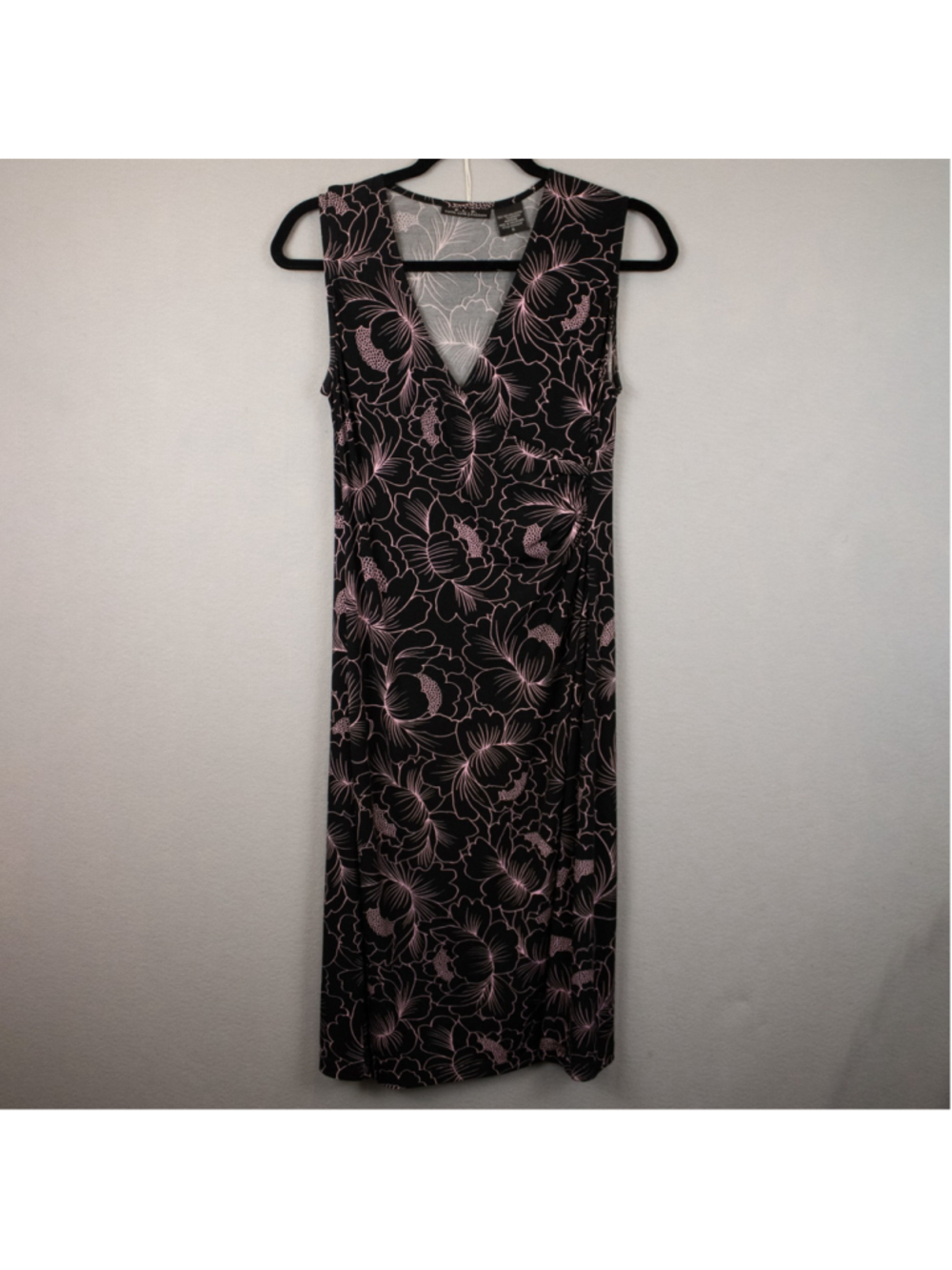 Y2K Faith, Love & Passion black pink floral sleeveless sheath dress-S